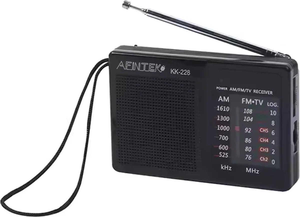 AFINTEK Mini Noodradio Op Batterijen (AA) - Zwart — afbeelding 1