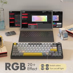Ajazz AK820 - 75% Bedraad RGB Gaming Toetsenbord - Mechanisch - Gasket - Hot Swap - Volumeknop - QWERTY Toetsenborden- 82 Keys - Maanlicht geel — thumbnail 4