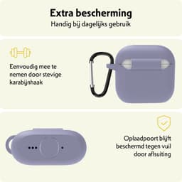 Hoesje Geschikt voor Apple AirPods 4 - Siliconen Hoes met Clip - Silicone Case Cover - Lila — thumbnail 5