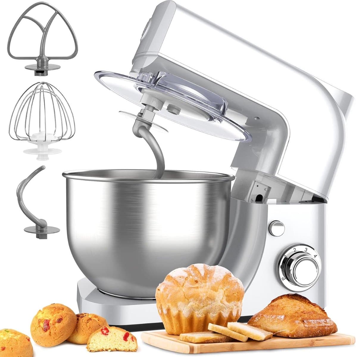 White-Label® Mixer met Mengkom - Keukenmachine - Keukenrobot - Wit — afbeelding 1