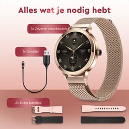Golden Sound AMOLED Smartwatch Dames - 3 extra bandjes - Horloge dames - Geschikt voor elke laptop en smartphone - Stappenteller - Slaapmonitor - Saturatiemeter - 42mm — thumbnail 4