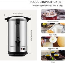 Koffiedispenser 9,75L - 65 Kopjes - 1500W - Voor Kantoor & Feesten — thumbnail 3