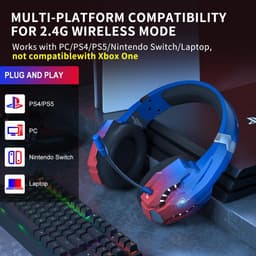 PHOINIKAS G9000 Max - 2.4GHz Draadloze Gaming Headset - met microfoon - Over-ear Koptelefoon - Nintendo Switch/PS4/PS5/PC - Verblindend blauw — thumbnail 5