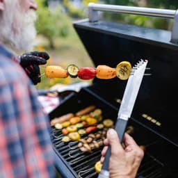 Candala 10x grillspiesjes met handvat - 31 cm dubbele spies van roestv — thumbnail 2