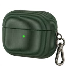 Luxe geribd hoesje voor oordopjes – Vertical Stripe design met sleutelhaak, geschikt voor AirPods 4 (Groen) — thumbnail 1