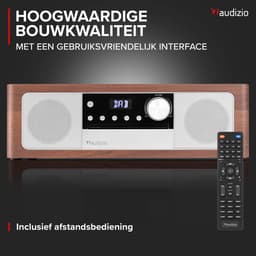 Premium DAB radio - Audizio Lunata - Bluetooth radio met CD speler - High-end speakers - Hout/zilver — thumbnail 4