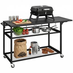 Outsunny Grillwagen - Metaal - 133 x 48,5 x 82 cm - Zwart — thumbnail 1