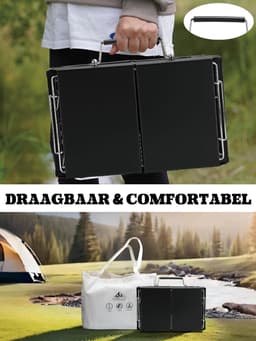 Opvouwbare Houtskool BBQ Grill – Compacte Draagbare Barbecue 34×23 cm – Camping Grill voor Strand, Picknick en Tuin – Stalen Mini BBQ voor 3 Personen — thumbnail 4