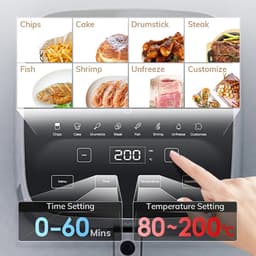 LabelOne Friteuse - Airfryer - Heteluchtfriteuse - 5 liter - temperatuur tot 200°C - touchscreen - kijkvenster - antiaanbaklaag — thumbnail 4