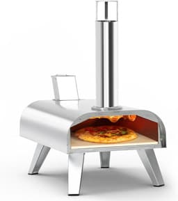 Aurixi® Pizza oven Buiten - Pizza oven Buiten - Pizza oven Buiten Gas - draagbare roestvrijstalen pizzagrill - houtgestookte pizzamaker - Zilver- 54cm x 36cm x 61cm — thumbnail 1