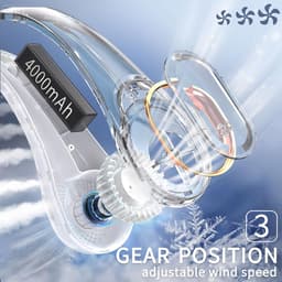 Nekventilator Draagbare Persoonlijke Ventilator - 4000mAh Sterke Wind - 360° Koeling Geen Haarophoping - Snel opladen Lange Gebruiksduur - voor Dames, Mannen - Zwart - 1 Stuk — thumbnail 5