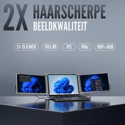 Triple Portable Monitor Expert 15.6" MultiCable - Full HD Draagbare monitor met USB-C & HDMI - Tri screen - Plug & Play - Incl. Draagtas — thumbnail 3
