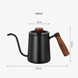 Koffiekan – Theepot – Pour-over koffieketel met zwanenhals – Ketel met zwanenhals - 600ml– Dripketel – Geschikt voor koffie & thee, compatibel met alle warmtebronnen – Zwart — thumbnail 2