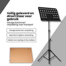 Muziekstandaard Inklapbaar & Verstelbaar - Zwart - 145 cm - Bladmuziek houder - Lessenaar voor Bladmuziek — thumbnail 2