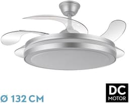 Grote Plafondventilator met Licht en Afstandsbediening, Zilver — thumbnail 1