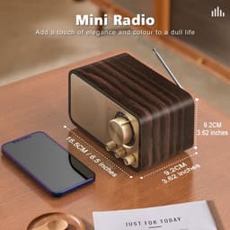 ACEP Vintage Radio - Bruin - Draagbare radio - Bluetooth + TF Kaart - 2, 5W Bass Speaker | Met AUX/USB - Radio op batterijen - Radio — thumbnail 3