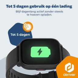 Denver Smartwatch - Android iOS - Notificaties - Sporthorloge - Hartslagmeter - Saturatiemeter - Slaapmonitor - SWC184B - Zwart — thumbnail 5