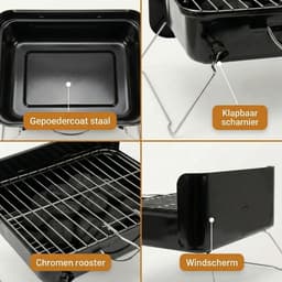 Lomera Draagbare BBQ - Tafel BBQ - Tafelbarbecue - Draagbare Barbecue - Mini BBQ - Camping BBQ - Camping Barbecue - Houtskool BBQ - Houtskoolbarbecue - Opvouwbare BBQ - Inklapbare BBQ — thumbnail 5