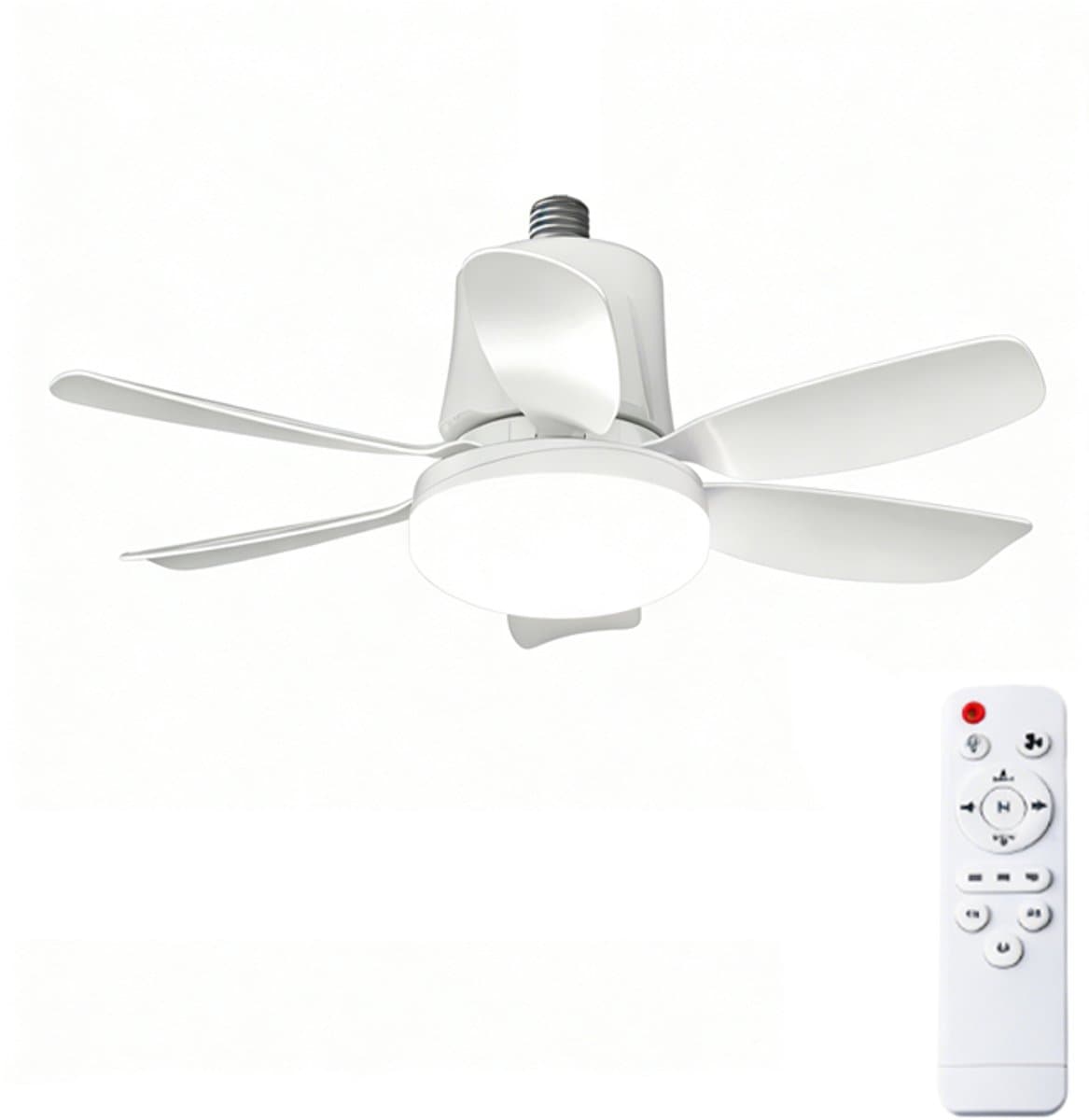 2-in-1 ventilator & lamp - Met afstandsbediening - Diameter 47 cm - Mini-ventilator met zes snelheden - Drie windsnelheden - Schroefvoet - Eenvoudige installatie - Geschikt voor slaapkamers, keukens, garages en woonkamers — afbeelding 1