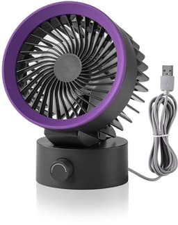 Ventilator - Tafelventilator - Handventilator - Mini ventilator - USB-bureauventilator - kleine ventilator voor op het bureau - krachtige luchtstroom - traploos instelbaar - Ultrastille koeling - Werkt op USB-voeding - Voor thuis - kantoor - Grijs — thumbnail 1