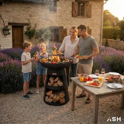 ASH - Horizon - Plancha BBQ - Buitenkeuken - Barbecue Met houtopslag - Buitenkoken - Zwart - Vuurschaal BBQ - Vuurkorf - Plancha ring - Sfeerhaard - Plancha Bakken — thumbnail 2