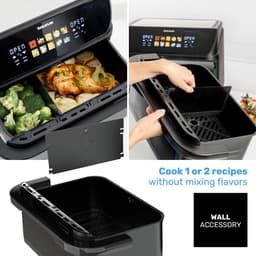 Heteluchtfriteuse Grill - Airfryer XL - Groot Koken - Dubbele Zone Functies - 10 Liter - Zwart — thumbnail 2