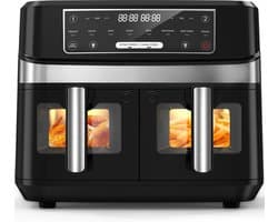 Heteluchtfriteuse XXL met 2 Kamers en Kijkvenster - 8in1 Smart Airfryer