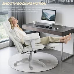 Dowinx Gamingstoel - Ergonomische Bureaustoel - Pocketvering Zitkussen - Dubbele Zachte Rugleuning - Verstelbaar Lendenkussen - Armleuningen - Voetsteun - PU - Wit — thumbnail 5