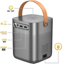 Hoco, Draagbare videoprojector Android HD 720p Bluetooth 5.1 183 inch projectie, Grijs — thumbnail 4