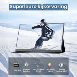 Draagbare Monitor 15,6 Inch Full HD – Portable Monitor met IPS Scherm & Ingebouwde Speakers – USB-C & HDMI – 1080P – Ultra Dun & Lichtgewicht – Geschikt voor Laptop, Console en PC — thumbnail 2
