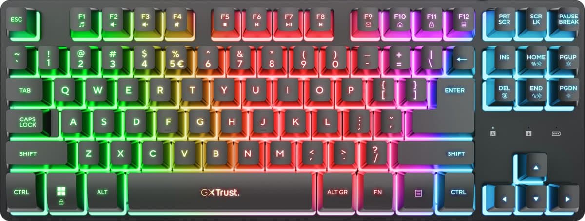 Trust GXT 831 Thado - Draadloos TKL Gaming Toetsenbord - 80% Gaming keyboard - RGB verlichting - Qwerty US - Zwart — afbeelding 1