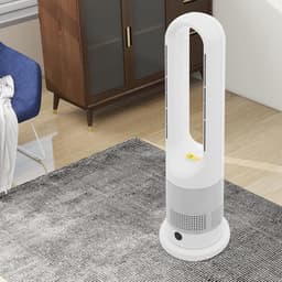 Ventilator Toren - Vloerventilator Bladloos - Zomerse Koelte - Afstandsbediening Inclusief - 67cm Hoog - Wit Zilver — thumbnail 4