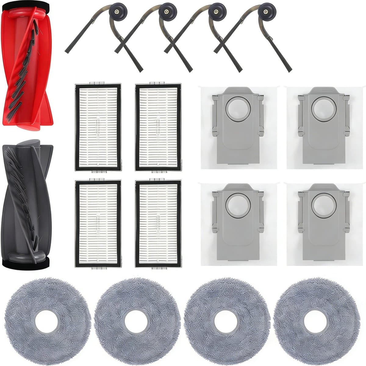 17 suks Accessoires - Geschikt voor Roborock Saros 10R stofzuiger - 1 hoofdborstel - 4 HEPA-filters - 4 stofzakken - 4 zijborstels - vervangingsonderdeel — afbeelding 1