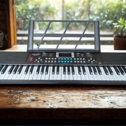 MoMiKa Kindvriendelijke Keyboard – Deluxe Model met Lichtfunctie – 61 Toetsen, 270 Geluiden & Microfoon – Stroom/Batterij – Educatief Cadeau voor Kinderen - (67,5 cm breed) — thumbnail 2