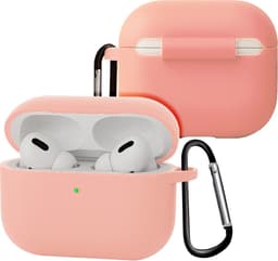 Case - Geschikt voor Apple Airpods Pro 3 - Siliconen Hoes met Clip - Silicone Hoesje Cover - Lichtroze — thumbnail 1