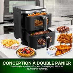 Luchtfriteuse met dubbele mand 11L - 12 kookprogramma's en LED-touchscreen — thumbnail 3