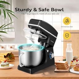 7.5 Quart 660W 6-Speed Stand Mixer - Zwart — thumbnail 3