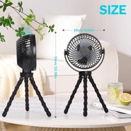 Tafelventilator USB met 10000 mAh Accu, 3 Snelheden, 720 Graden Rotatie, Stil en Krachtig voor Thuis en Camping — thumbnail 3