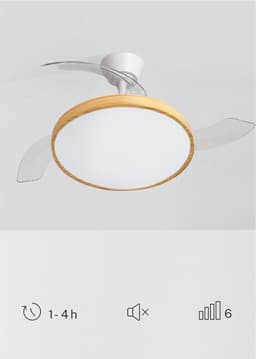 CREATE - Plafondventilator 40W stil met intrekbare bladen met licht - Ø91cm - Wit / Licht hout - Afstandsbediening - WIND CLEAR STUDIO — thumbnail 2