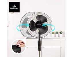Elegante Statiefventilator met Oscillerend Systeem | 40 cm | 3 Snelheden | Verstelbare Hoogte | Handmatig Kantelbaar | Draaghandvat
