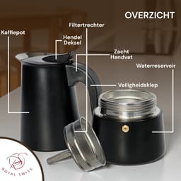Royal Swiss® - Percolator - 6 Kops - RVS - Espresso Maker — thumbnail 3