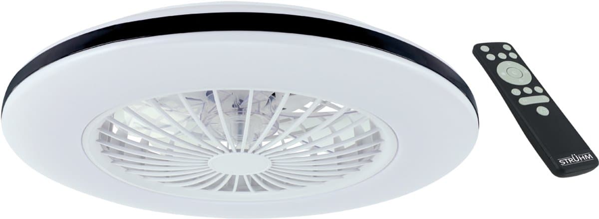 HALNY - Moderne LED Plafondlamp met ventilator - 485 mm - CCT Aanpasbare kleuren- 48w - 2900K / 4200K / 6500K - 5110 Lumen - Dimbaar met afstandbediening - Zwart-Wit — afbeelding 1