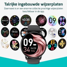FITAGE Sporthorloge met GPS - Smartwatch Stappenteller Horloge - Activity Tracker - Smartwatches Heren, Dames & Kinderen - Zwart — thumbnail 3