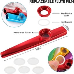 Kazoo - metaal Kazoo - 14 stuks gekleurde Kazoos - Kazoo fluit - muziekinstrument metaal — thumbnail 2