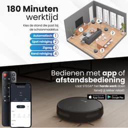 STEGA® RC1400 Robotstofzuiger Met Laadstation - Met Dweilfunctie - Huisdieren - Met App - 180 minuten — thumbnail 4