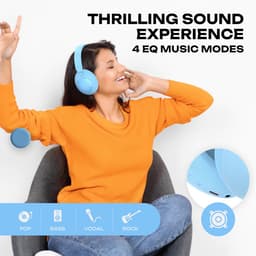 PowerLocus Orion - Koptelefoon Draadloos – Koptelefoon Bluetooth - met ENC Microfoon – 70 Uur batterijduur - Memory Foam Oorkussens - Wireless & met Aux kabel Mode – incl. Premium Case - Light Blue — thumbnail 4
