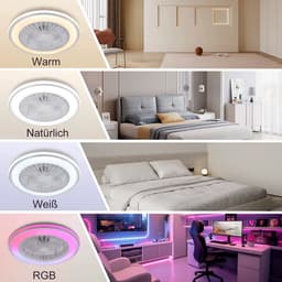 RGB Plafondventilator - Met Luidspreker - Dimbaar Met Afstandsbediening - 12 Kleuren - 60W - RGB Muziek Ventilator - Woonkamerlamp - Kroonluchter Ventilator — thumbnail 3