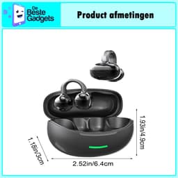Draadloze oordopjes met Oorclip Zwart - Geschikt voor Apple en Android - Bluetooth 5.4 - Draadloze oortje Bluetooth - Sport Oordopjes - Bluetooth Oordopjes - Draadloze Oordopjes - Oortjes Draadloos - In-Ear Oordopjes - Model W18 — thumbnail 3