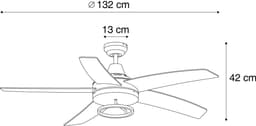 QAZQA cool anello - Stille LED Plafondventilator met Verlichting | Lamp en Afstandsbediening - 1 lichts - Ø 132 cm - Zwart - Woonkamer | Slaapkamer | Keuken — thumbnail 2