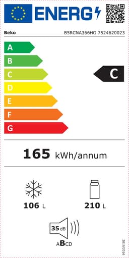 Beko B5RCNA366HG | Koelvriescombinatie | Klasse C — thumbnail 2